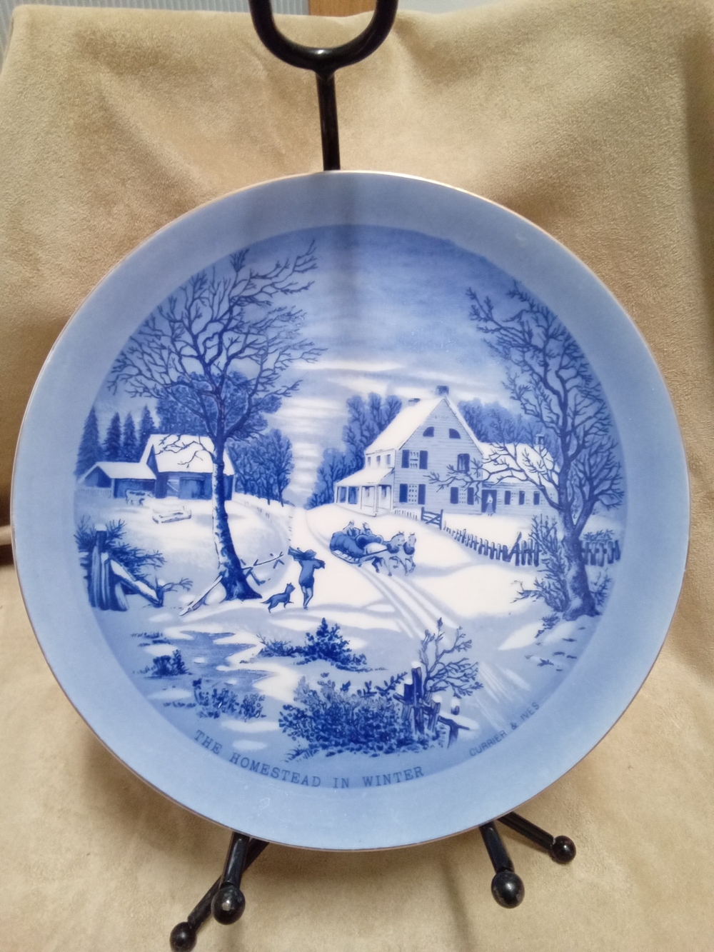 Blue Winter Homestead Decorative Plate - The Homestead in Winter, Currier & Ives